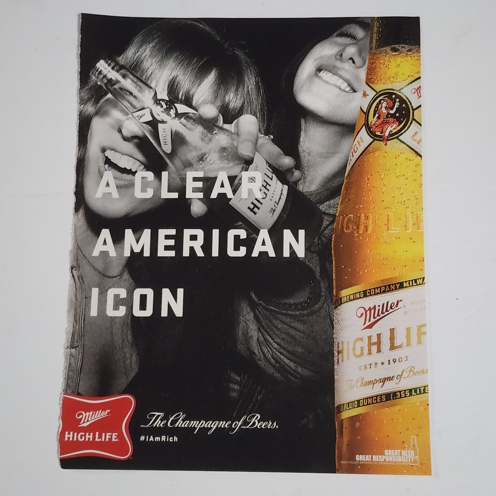 Print Ad Miller High Life the champagne of beers clipping 2014 8x10.5
